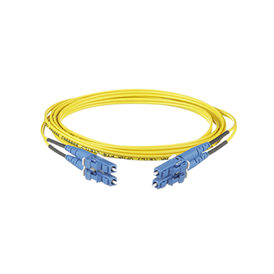 [F92ERLNLNSNM005] Jumper de Fibra Optica Monomodo 9/125 OS2, LC-LC Duplex, OFNR (Riser), Color Amarillo, 5 Metros (16.40 Pies)