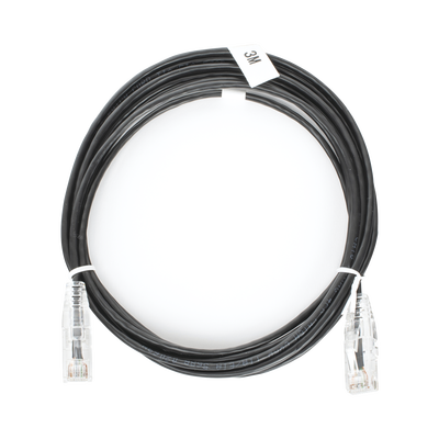 [LP-UT6-300-BK-28] Cable de Parcheo Slim UTP Cat6 - 3 Metros (9.84 Pies) Negro Diámetro Reducido (28 AWG)