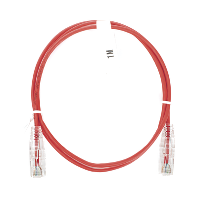 [LP-UT6-100-RD-28] Cable de Parcheo Slim UTP Cat6 - 1 Metro (3.28 Pies), Rojo, Diámetro Reducido (28 AWG)