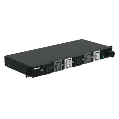[P06B02M] PDU Básico para Distribución de Energía, Plug de Entrada Trifásico CS8365C, Con 6 Contactos C19, Instalación Horizontal de 19in, 1UR, 50 Amp, 208 Vca