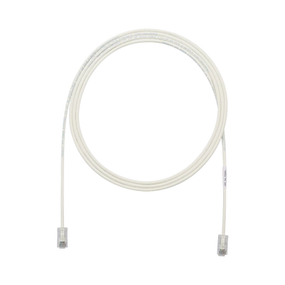 Cable de Parcheo UTP Cat6A, CM/LSZH, Diámetro Reducido (28AWG), Color Blanco Mate, 2.13 Metros (7 Pies)