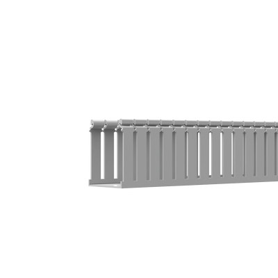 [FC4X3LG2] Canaleta Ranurada de PVC con Tapa, Tipo F, 108 mm de Ancho, 79.2 mm de Alto y 2 m de Largo, Color Gris