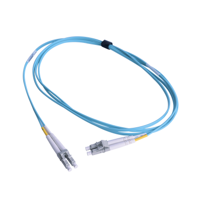 [FJ2-LCLC5L-01AQ] Jumper de Fibra Óptica Multimodo 50/125 OM3 XGLO, LC-LC Duplex, OFNR, Color Aqua, 1 Metro (3.28 Pies)