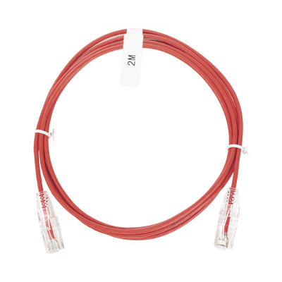 [LP-UT6-200-RD-28] Cable de Parcheo Slim UTP Cat6 - 2 Metros (6.56 Pies) Rojo Diámetro Reducido (28 AWG)