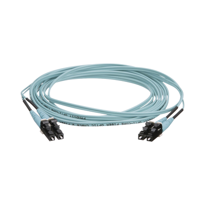 [FZ2ERLNLNSNM009] Jumper de Fibra Optica Multimodo 50/125 OM4, LC-LC Duplex, OFNR (Riser), Color Aqua, 9 Metros (29.53 Pies)