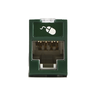 [U5-H07NS] Jack UltraMAX Cat5e, UTP, Montaje Híbrido en Placa de Pared (Plano y Angulado), Color Verde, Punch Down