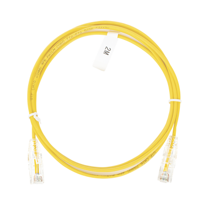 [LP-UT6-200-YE-28] Cable de Parcheo Slim UTP Cat6 - 2 Metros (6.56 Pies) Amarillo Diámetro Reducido (28 AWG)