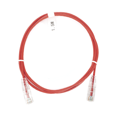 [LP-UT6-150-RD-28] Cable de Parcheo Slim UTP Cat6 - 1.5 Metros (4.92 Pies) Rojo Diámetro Reducido (28 AWG)