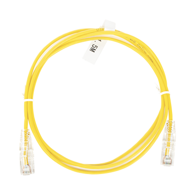 [LP-UT6-150-YE-28] Cable de Parcheo Slim UTP Cat6 - 1.5 Metros (4.92 Pies) Amarillo Diámetro Reducido (28 AWG)