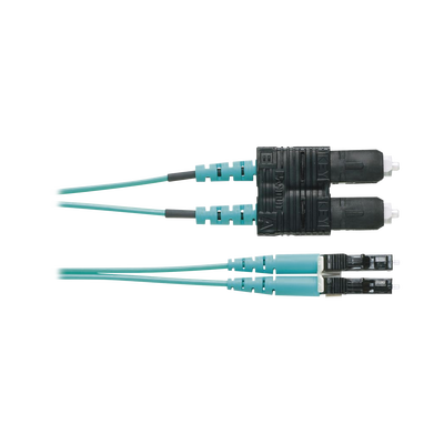 Jumper de Fibra Optica Multimodo 50/125 OM3, LC-SC Duplex, OFNR (Riser), Color Aqua, 1 Metro (3.28 Pies)