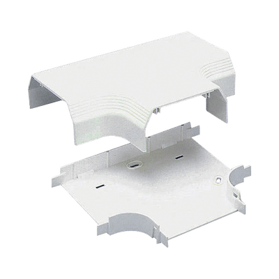 Accesorio en T, para uso con canaleta T70, Material PVC Rígido, Color Blanco Mate