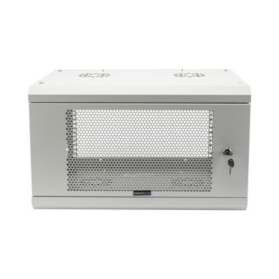 Gabinete de Pared de 6U con Puerta Perforada, 455 mm de Profundidad Total, Rack de 19, Acero Reforzado Color Gris Mate