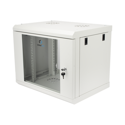 [SR1909LH3GW] Gabinete de Pared de 9U con Puerta de Cristal Templado, 479.5 mm de Profundidad, Rack de 19, Acero Reforzado Gris Mate