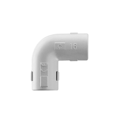 [DX-40-332] Unión en L (Codo) para tubería rígida, recomendado para cable eléctrico, PVC Auto-extinguible, de 32 mm