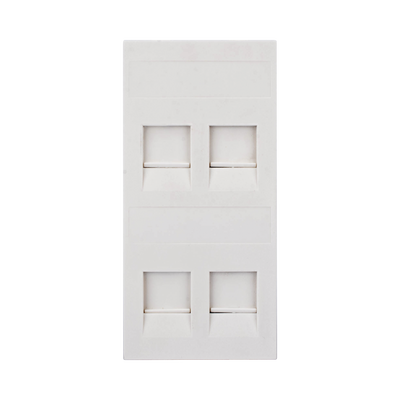 [SM-FP-4-KEY] Placa Plana de Voz y Datos con Guardapolvo para 4 RJ45 / Color Blanco / 4 Puertos para Jacks Keystone / Compatible con Cajas de Pavimento SM-CPAV-2 y SM-CPAV-4 / Modelo S76C/9