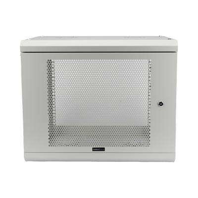 Gabinete de Pared de 9U con Puerta Perforada 455 mm de Profundidad, Rack de 19, Acero Reforzado Color Gris Mate