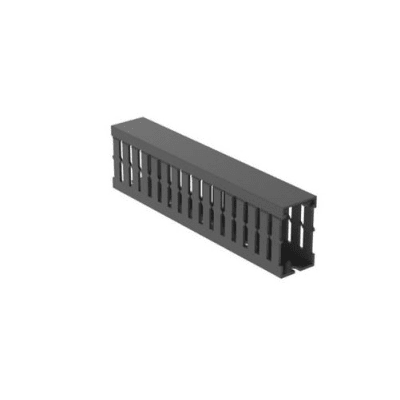[FC1X2LG2] Canaleta Ranurada de PVC con Tapa, Tipo F, 32 mm de Ancho, 53.8 mm de Alto y 2 m de Largo, Color Gris