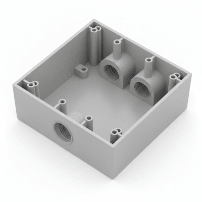 [RC-0485] Caja Condulet Cuadrada de 3/4 (19.05 mm)/ 3 Bocas (2 Arriba-1 Abajo) / A Prueba de Intemperie.