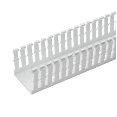 [F3X4WH6] Canaleta Ranurada de PVC Sin Tapa, Tipo F, 82.6 mm de Ancho, 104.1 mm de Alto y 1.8 m de Largo, Color Blanco
