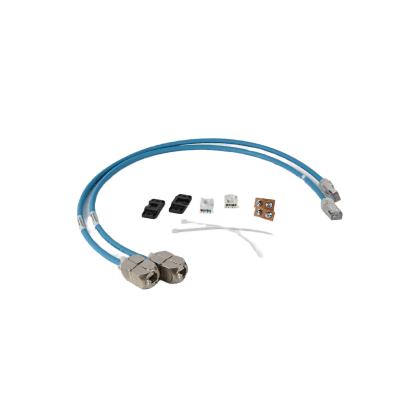 2 Cables In-Line Para Conexión en Campo de Jack a Plug RJ45 Cat6A / Blindado S/FTP / Patch Cord Azul 0.5 m / Ideal para Access Point, Cámaras IP y Gabinetes con Espacios Reducidos / CM/LSOH-1 / 28 AWG / Compatible con PoE / 2 Piezas