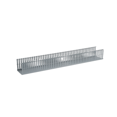 [FC3X4LG2] Canaleta Ranurada de PVC con Tapa, Tipo F, 82.6 mm de Ancho, 79.2 mm de Alto y 2 m de Largo, Color Gris