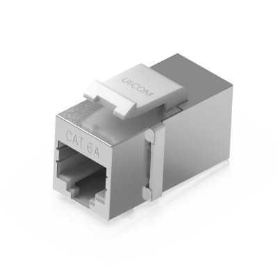 [UACC-KEYSTONE-COUPLER-C6A] Keystone Coupler Cat6A Pass-Through para Cable Ethernet Preterminado, Instalación Snap-In en Patch Panel, Paquete con 12 Piezas