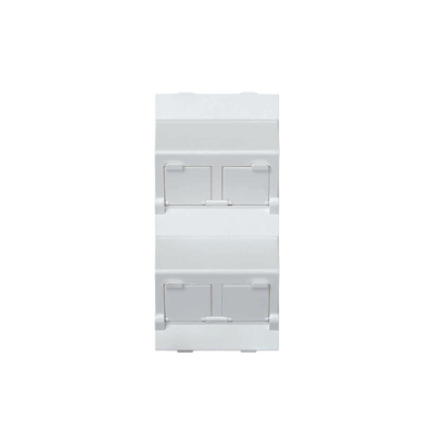 [SM-FP-4-KEYA] (S80CMD64/9) Placa Voz y Datos Inclinada con Guardapolvo y Adaptador Cuádruple para RJ45 Keystone