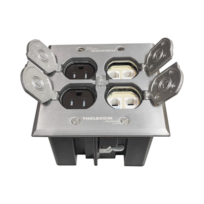 [TH-CPA-CD] Caja de Piso con Tapa Abatible de Aluminio para| Energía + Voz/Datos para uso en Interior
