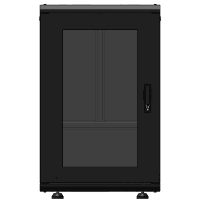 Gabinete Rack 19 Pulgadas / 18 Unidades / Piso / Puerta de Cristal / Acero Calibres 16-18-20 / Capacidad 750 kg (1653.5 lb) / Dimensiones 60 cm (23.6 in) x 93 cm (36.6 in) x 46 cm (18.1 in)