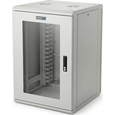 Gabinete Rackeable / 18 Unidades / 19 Pulgadas / Puerta de Cristal / Capacidad de Carga 750 Kg / Dimensiones 600x605x930 mm (23.6x23.8x36.6 in)