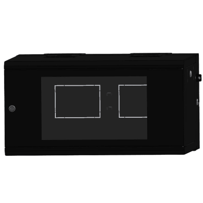 [SR-19-06-GAPV5] Gabinete Rackeable / 06 Unidades / Pared 19 Pulgadas / Puerta de Cristal / Pintura Electroestática Negro / Abatible 120° / Ventilación 120 mm