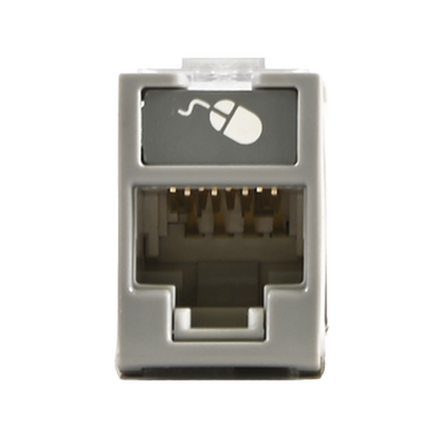 Jack Ultramax Cat5e, UTP, Montaje Híbrido en Placa de Pared (Plano y Angulado), Color Gris, Punch Down