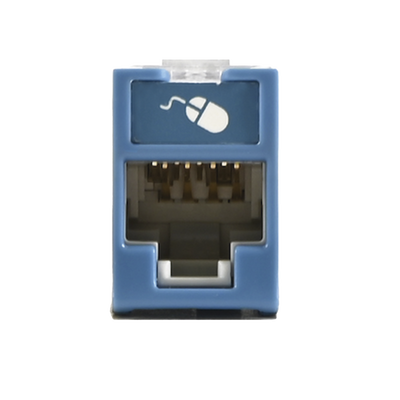 [U5-H06NS] Jack Ultramax Cat5e, UTP, Montaje Híbrido en Placa de Pared (Plano y Angulado), Color Azul, Punch Down