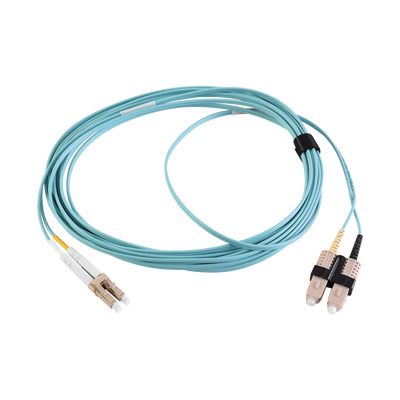 [FJ2-LCSC5L-01AQ] Jumper de Fibra Óptica Multimodo 50/125 XGLO OM3, LC-SC Duplex, OFNR, Color Aqua, 1 Metro (3.28 Pies)