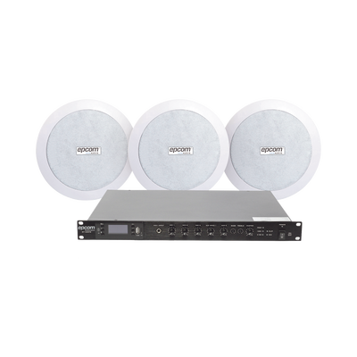 [SF120DTB/3CS] KIT de Amplificador de 120W para Rack SF120DTB | 3 Altavoces de Plafón de 5.5in SF-206P | 3.75 - 30W | Sistema 70/100V