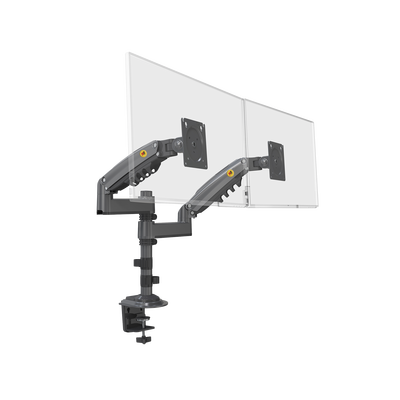 Montaje de Escritorio articulado para 2 monitores de 17 a 27 / Soporta hasta 9kg por monitor / Vesa 75 x 75 / 100 x 100 / Acero / Rotación: 360°