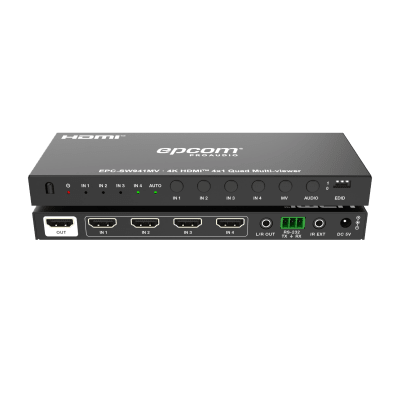 [EPC-SW941MV] Multivisor HDMI 4x1 | 4K@30Hz | Vista Cuádruple | Cambio Automático/Manual | Control IR
