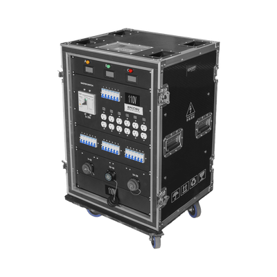 [EP-CC-16U] Centro de carga movil para instalaciones temporales con conexión TIPO socapex a 110v Y 220V | RACK 16U