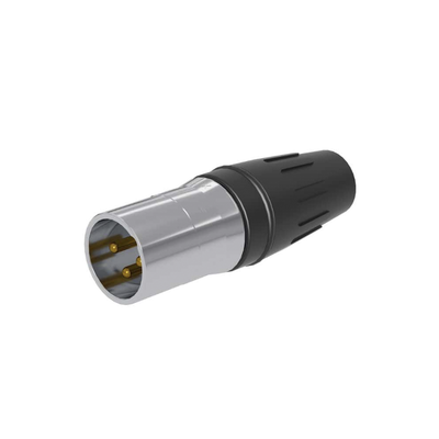 [SCHM3] CONECTOR MACHO XLR DE 3 NÚCLEOS CON CARCASA DE ACERO INOXIDABLE Y CONTACTOS CHAPADOS EN ORO