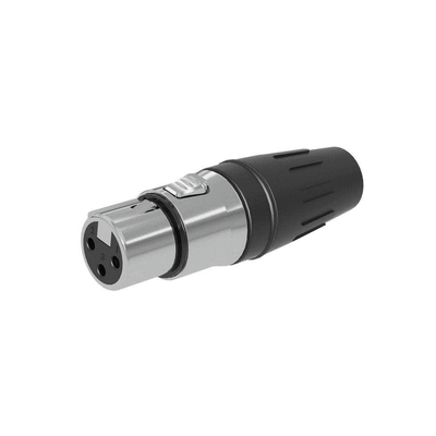 [SCHF3] Conector hembra XLR de 3 núcleos con carcasa de acero inoxidable y contactos chapados en oro