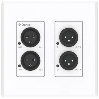 Extensor de Audio Analógico XLR a Dante® | 2 Entradas y 2 Salidas | Conversión Digital de Audio | PoE IEEE 802.3af | Phantom Power 48V | Latencia Configurable 1-5ms | Rango Dinámico >90dB