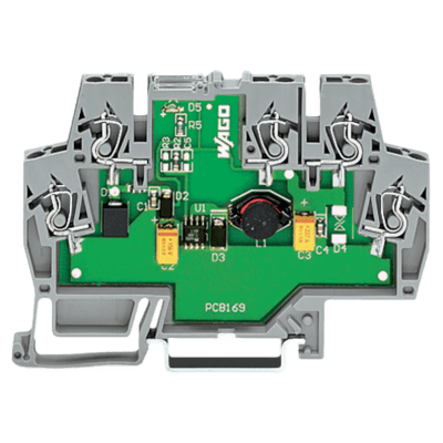 Convertidor DC/DC / Entrada 24V DC 15-30V / Salida 10V DC 0.5A / Tecnología CAGE CLAMP® / 2.50 mm² / Carril DIN-35 6 mm / Eficiencia 85% / IP20 / Protección contra polarización inversa