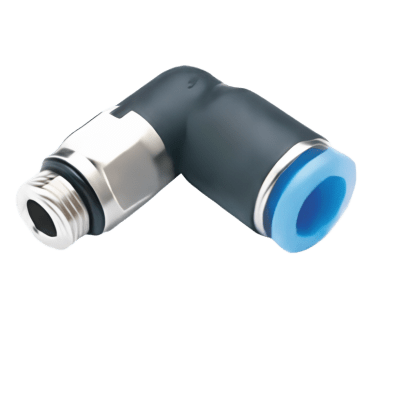 Conector Rápido Neumático Tipo Codo 90° Orientable / Manguera 12 mm (0.47 in) / Rosca 1/2 G BSPP / Para FRL Grande / Elimina Curvas Forzadas