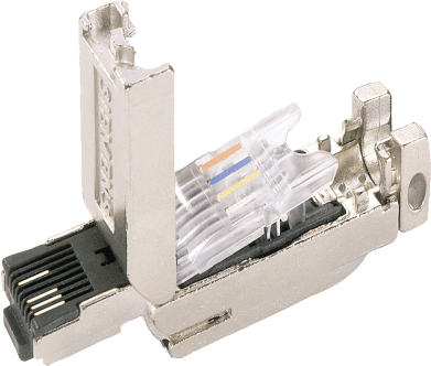 Conector RJ45 / FastConnect / 180° / 10/100 Mbit/s / 4 Hilos / Metal / IP20 / 10 Reusos / PoE / PoE+