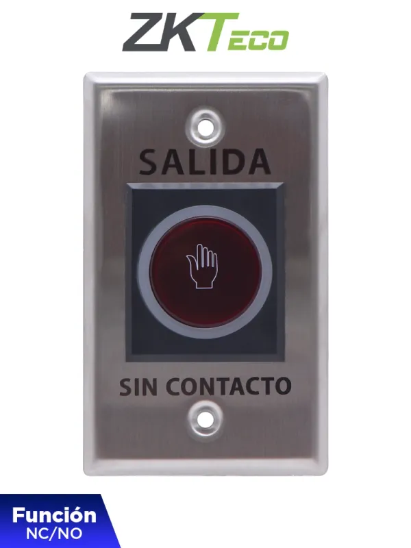 [K1-1 (TLEB102)] ZKTECO TLEB102 - Botón de Salida sin Contacto, Serie K11, Indicador LED, Acero Inoxidable, 12 VCC, Función NC/NO, Distancia de Detección hasta 10 cm