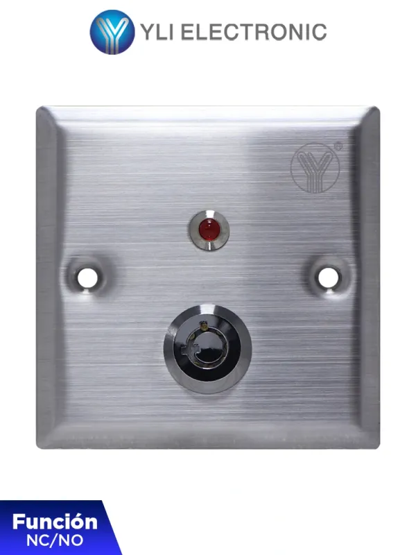 [YKS-850LS] YLI YKS850LS - Botón Liberador de Llave, Indicador LED, Acero Inoxidable, Resistente a la Intemperie, Función NC/NO