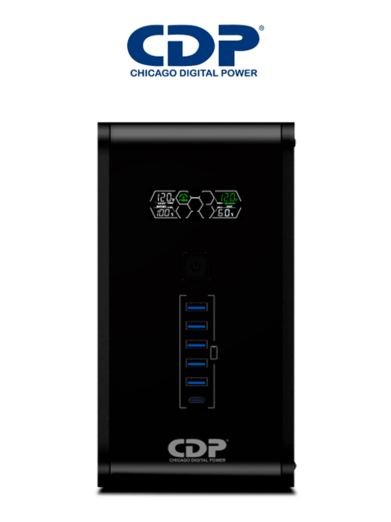 [R-SMART1510] CDP R-Smart1510 - UPS de 1500VA / 900W con pantalla LCD, 10 terminales de salida: 5 con respaldo y AVR, y 5 con supresión de picos.