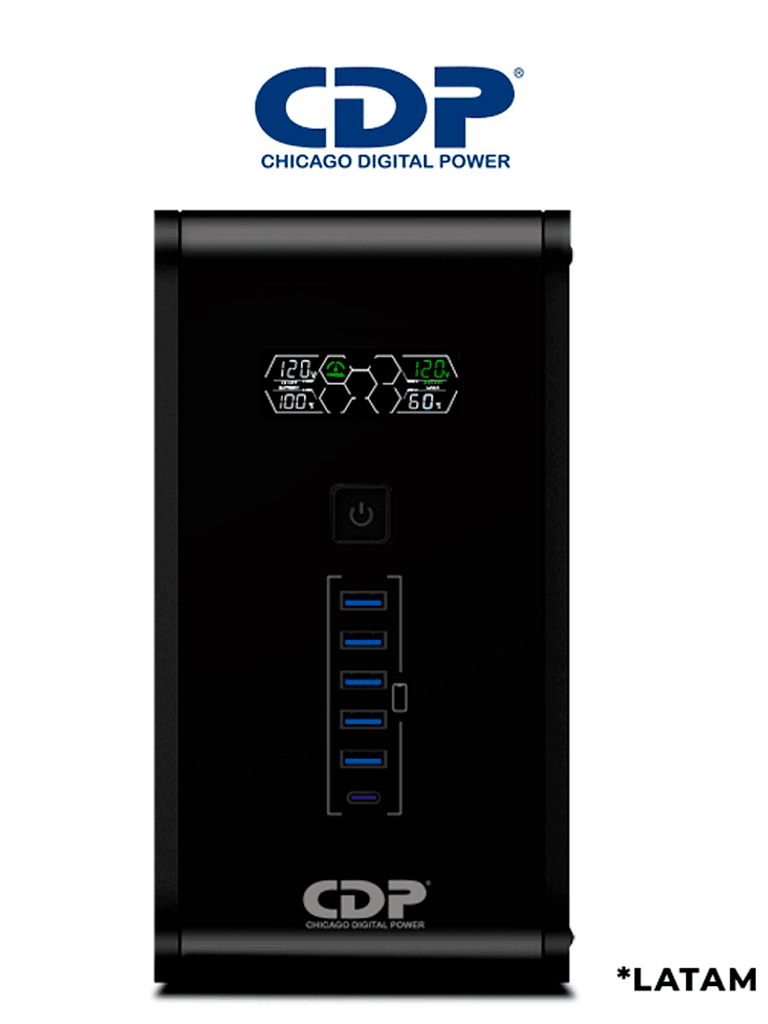 [R-SMART2010] CDP R-Smart2010 - UPS de 2000VA / 1200W con pantalla LCD, 10 terminales de salida: 5 con respaldo y AVR, y 5 con supresión de picos.