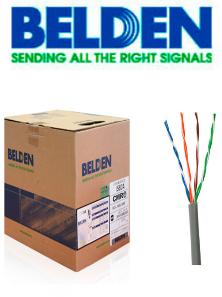 [1583A  008U1000] BELDEN 1583A008U1000 - Cable UTP / 4 Pares / Categoria 5E / 24  AWG / 305 Metros / 100% Cobre / Color gris/