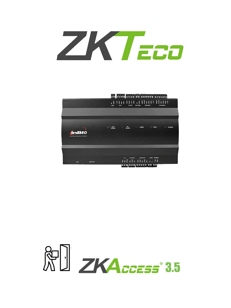 ZKTECO INBIO160 - PANEL DE CONTROL DE ACCESO PARA 1 PUERTA / 2 LECTORAS / 3 MIL HUELLAS / PULL SDK